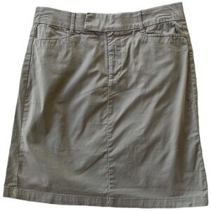 Riders By Lee Skirt Womens 10 Beige Solid Below Knee Pockets Stretch Casual *
